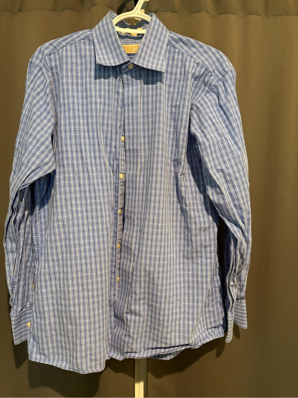 Michael Kors Light Blue Plaid Dress Shirt